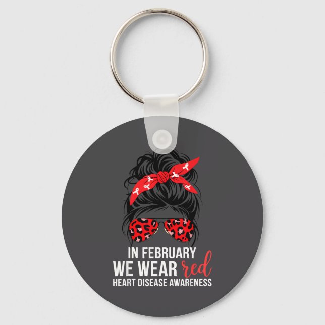 In February We Wear Red Chd Heart Disease Awarenes Key Ring (Front)