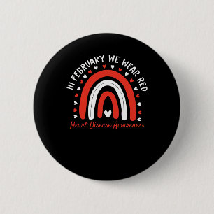 In February We Wear Red Fighter Heart Disease Awar 6 Cm Round Badge
