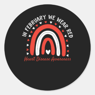 In February We Wear Red Fighter Heart Disease Awar Classic Round Sticker