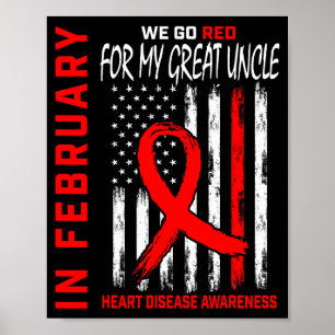 In February We Wear Red Great Uncle Heart Disease Poster