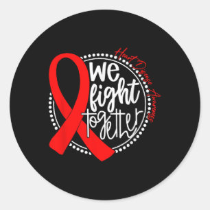 In February We Wear Red Heart Disease Awareness Ri Classic Round Sticker