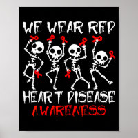 In February We Wear Red Heart Disease Skeleton Wom