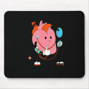 In February We Wear Red Heart Disease Support Retr Mouse Pad