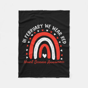In February We Wear Red Rainbow - Heart Disease Aw Fleece Blanket