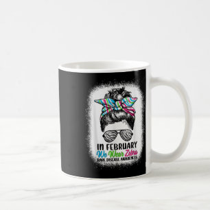 In February We Wear Zebra Messy Bun - Rare Disease Coffee Mug
