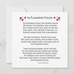 In Flanders Field The Poppies Blow John McCrae Holiday Card