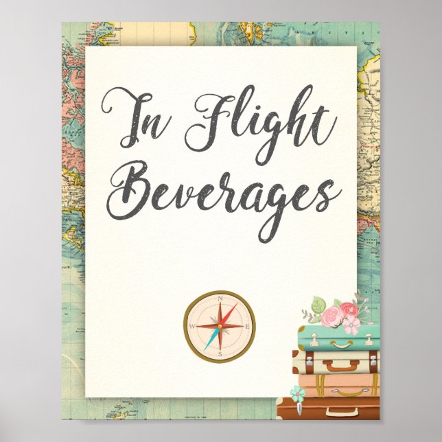 In Flight Beverages Travel Adventure Drinks Sign (Front)