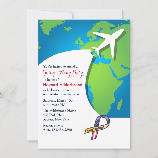 In Flight Going-Away Party Invitation (Front)