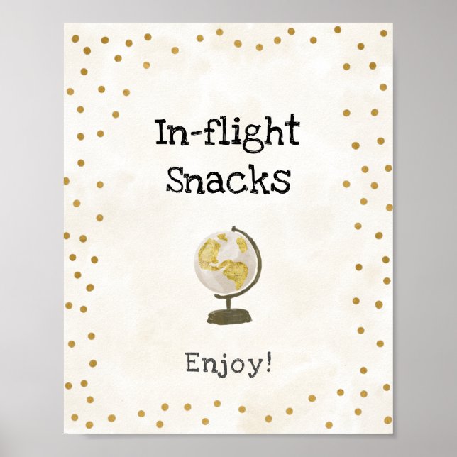 In-flight snacks Bridal Shower Sign (Front)