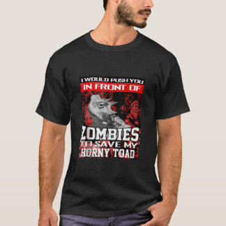 In Front Of Zombies To Save My Horny Toad Hallowee T-Shirt