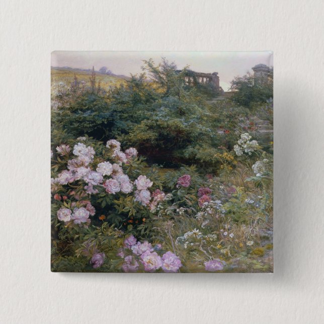 In Full Bloom 15 Cm Square Badge (Front)