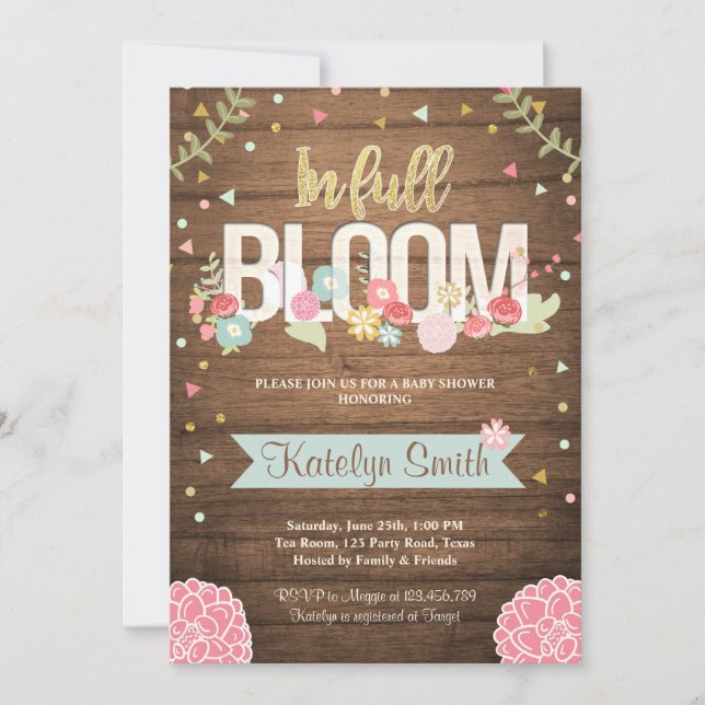 In Full bloom Baby Shower invitation Floral (Front)