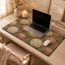 "In Full Bloom Desk Mat | Luxury Hydrangea Floral