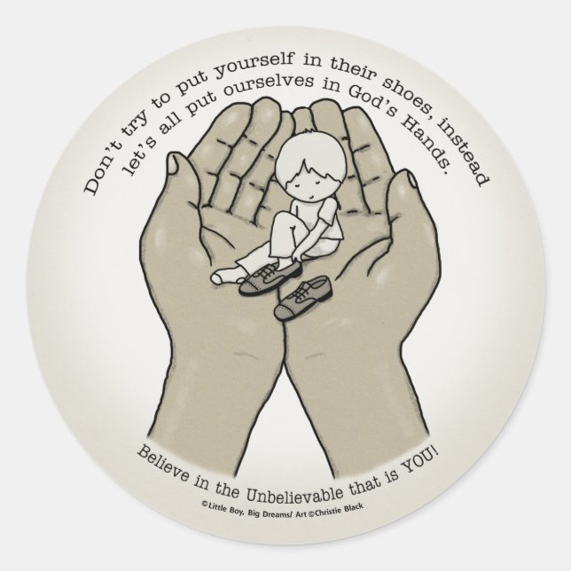 In God’s Hands Classic Round Sticker (Front)