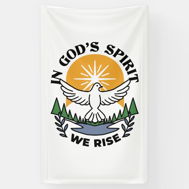 In God’s Spirit We Rise – Faith and Freedom Banner (Vertical)
