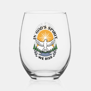 In God’s Spirit We Rise – Faith and Freedom Stemless Wine Glass