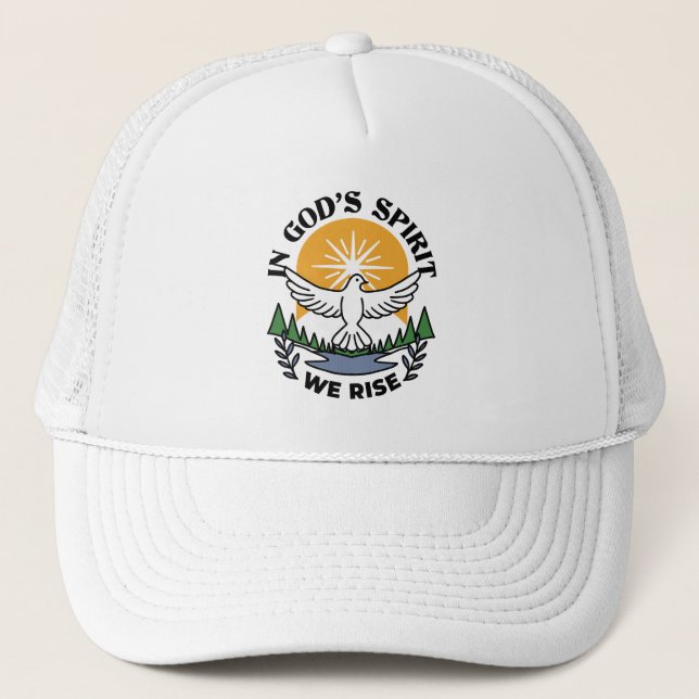 In God’s Spirit We Rise – Faith and Freedom Trucker Hat (Front)