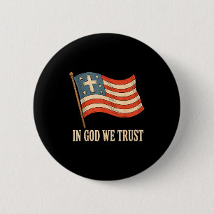 In God We Trust American Flag Cross Faith 4th Of J 6 Cm Round Badge