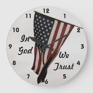 In God We Trust-American Flag Large Clock