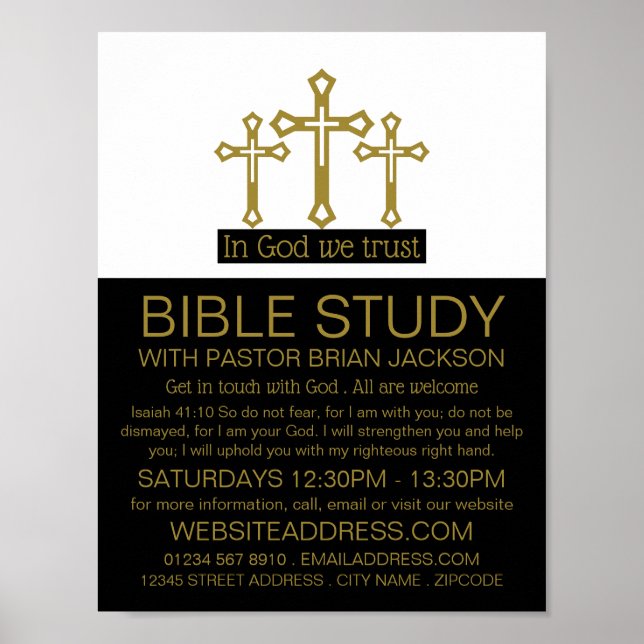 In God We Trust, Crucifix, Christian Bible Class Poster (Front)