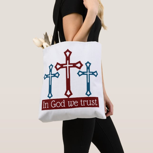 In God We Trust, Crucifix  Tote Bag (Close Up)