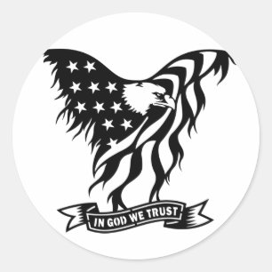 In God We Trust   Distressed American Eagle Flag Classic Round Sticker
