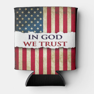 In God We Trust, Faith, Freedom, & Heritage Grunge Can Cooler