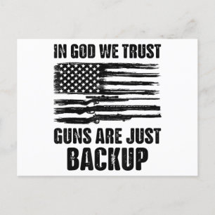 In God We Trust Guns Are Just Back Up America  Holiday Postcard