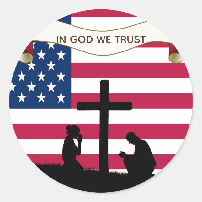 In God We Trust Pray America Custom Shape Sticker (Front)