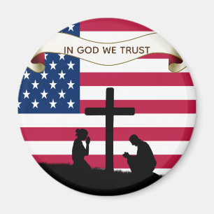 In God We Trust Praying Cross Custom Size Magnet