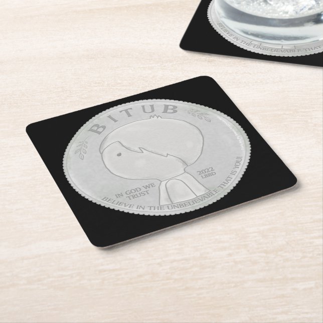 In God We Trust Square Paper Coaster (Angled)