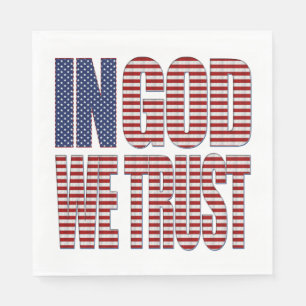 In God We Trust Stars and Stripes Text Christian Napkin