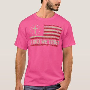 In God We Trust Vintage American Flag Cross Patri T-Shirt