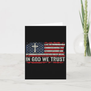 In God We Trust - Vintage Usa Flag Cross Patriotic Card
