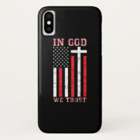 In God We Trust - Vintage USA Flag Cross Patriotic