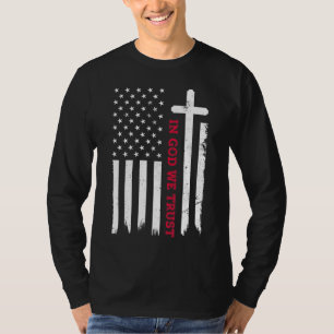 In God We Trust with Patriotic Vintage American Fl T-Shirt