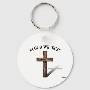In God We Trust with rugged cross Key Ring