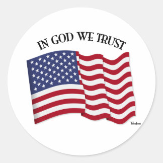 In God We Trust with US flag Classic Round Sticker