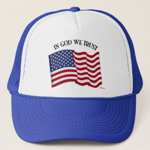 In God We Trust with US flag Trucker Hat