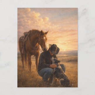 In Good Company | Cowboy Horse Dog | Postcard
