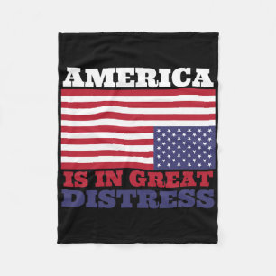 In Great Distress Upside Down American Flag United Fleece Blanket