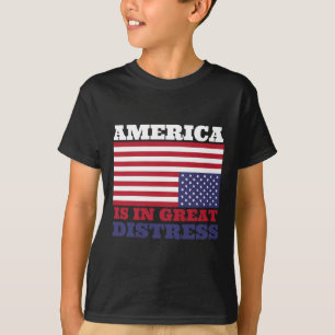 In Great Distress Upside Down American Flag United T-Shirt