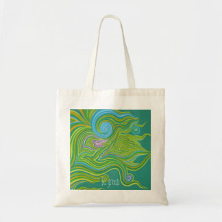 In green tote bag