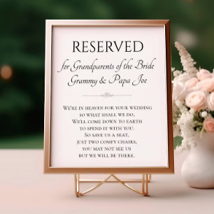 In Heaven Grandparents of Bride Memorial Wedding Poster