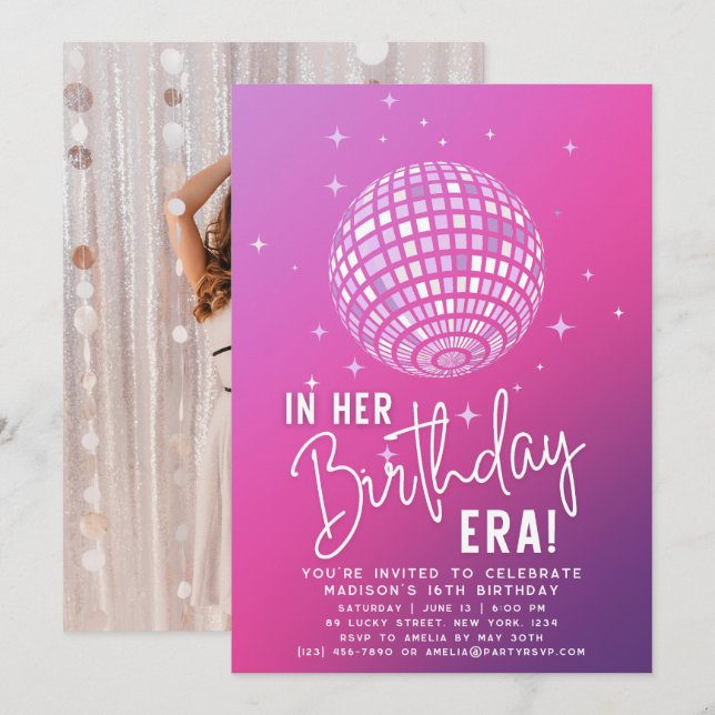 In Her Birthday Era, Era Party, Eras Party Photo Invitation (Front/Back)