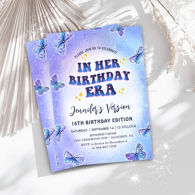  In Her Birthday Era Purple Butterfly Birthday Invitation (Creator Uploaded)