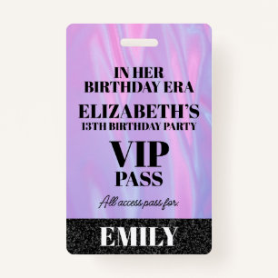In Her Birthday Era VIP PASS Custom Party Lanyard ID Badge