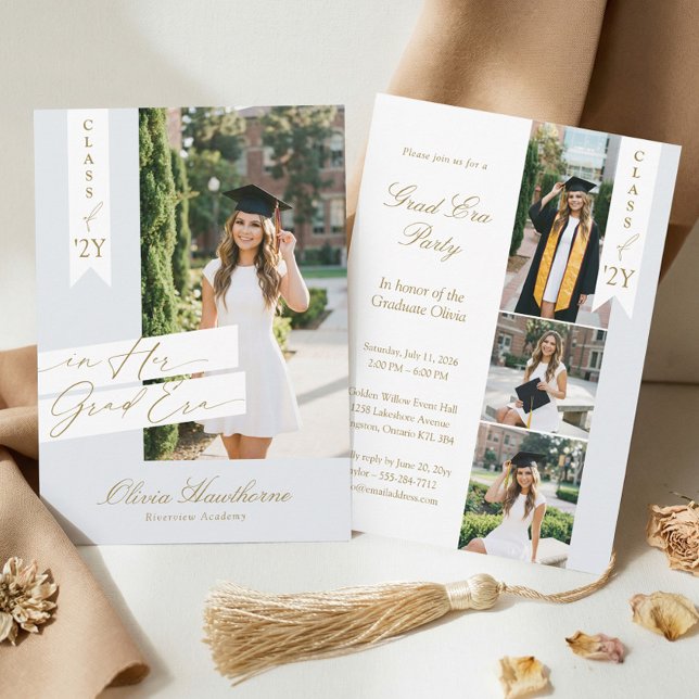 In Her Grad Era Elegant Photo Graduation Party Invitation (In Her Grad Era Elegant Photo Graduation Party Invitation)