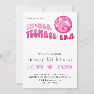 In Her Teenage Era Groovy Birthday Invitation