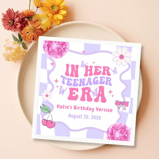 In Her Teenager Era Birthday Party Napkin (Creator Uploaded)